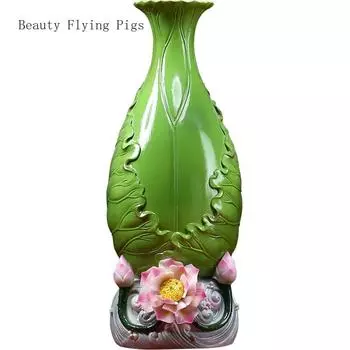 1PCS ceramic lotus vase for Buddha home living room Buddha hall decoration handicrafts feng shui ornaments