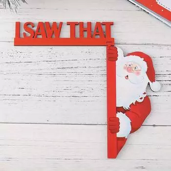 1PCS Christmas Door Corner Sign Santa Reindeer Decoration Wood Frame Corner Decoration Christmas Door Sign Wall Sculpture светло-серый