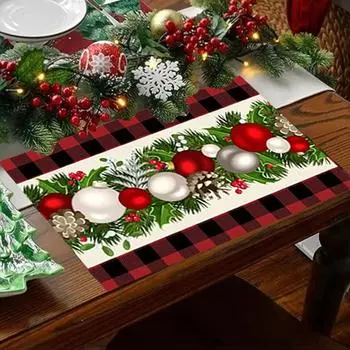1Pcs Christmas Meal Mat Snowman Santa Claus Pattern Insulation Mat Home Hotel Christmas Table Mat Dining Table Decoration