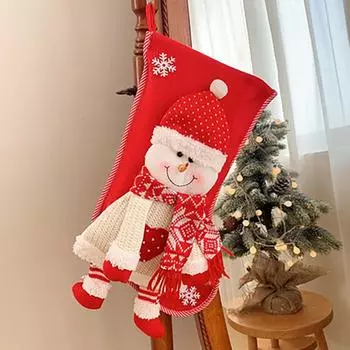 1pcs Christmas Stocking Socks Snowman Santa Elk Xmas Fireplace Xmas Tree Ornaments New Year 2024 Christmas Decorations For Home 1pcs