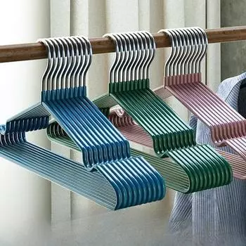1PCS Colgador De Ropa Con Ranuras Para Airear Para Nios Y Adultos, Metal Simple, Grueso, Antideslizante, Plstico, Azul Y Verde