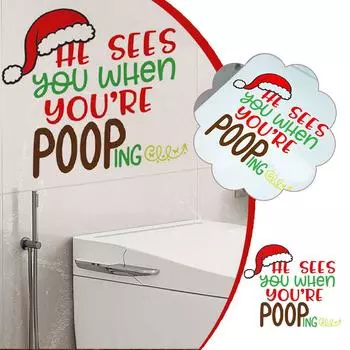 1pcs Creative Christmas Hat English Letter Snowflake Pattern Sticker Lid Toilet Decorative Stic B6Q0 ZA213-1pcs