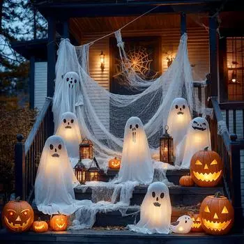 1PCS Creepy Cloth for Halloween Decoration Scary Party Scene Prop Horror House Window Table Door Net Black and White Yarn Gauze чёрный