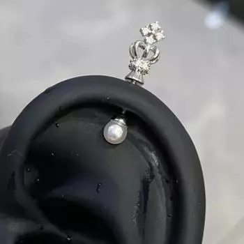 1Pcs Crown Pearl Titanium Steel Spiral Ear Bone Nail Y2K Earrings For Women Ear Piercing Jewelry Gifts