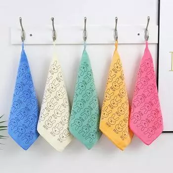 1Pcs Cute Bunny 30*30cm Baby Square Towel Thicken Hook Towel Universal Handkerchief Random Color 30x30cm&1pc жёлтый