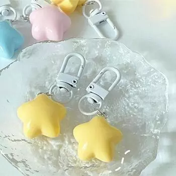 1Pcs Cute Star Keychains Headphone Cover Keyring Cartoon Charm Bag Pendants Car Key Chains Girls Gift Keychain Charms розовый