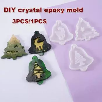 1PCS DIY Crystal Epoxy silicone mould Christmas Tree Elk Pendant Bag Ornament Decoration Silicone Mold A