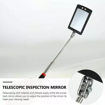 1pcs Extensible Car Telescopic Detection Lens LED Square Chassis Mirror Engine Mirror Repair Inspection Auto W5E4