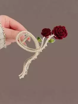 1Pcs Fashion Chinoiserie Sparkling Diamond Roses Hair Claws For Women Hair Accessories