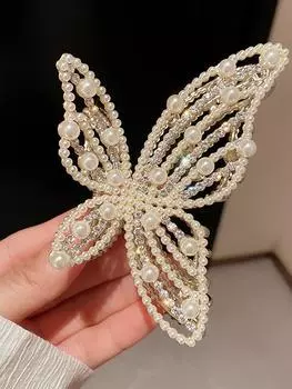 1Pcs Fashion Pearl Butterfly Tassels Hair Claws For Women Hair Accessories
