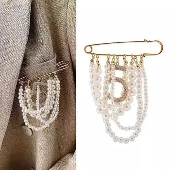 1pcs Fashion Pearl Tassel Chain Brooches Party Wedding Clothing Accessories Brooches Art Brooch Lapel Pin Badge Tassel Chain
