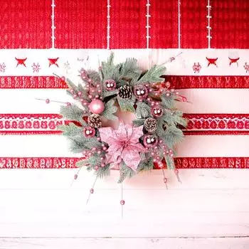 1 шт. Цветочная гирлянда, рождественский розовый венок, искусственный ротанг, рождественская лоза, украшение для входной двери