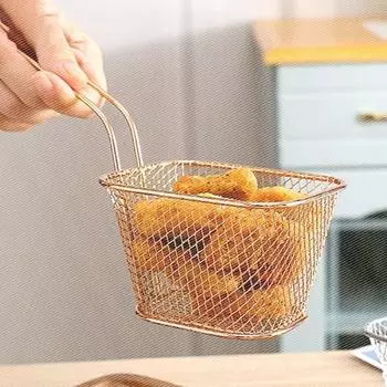 1Pcs French Fries Basket Stainless Steel Chips Mini Frying Basket Strainer Fryer Kitchen Cooking Chef Basket Colander Tool
