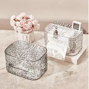 1PCS Glacier Pattern Tissue Box Living Room Household Luxury Coffee Table Multifunctional Creative ins Wind PET New Storage Box