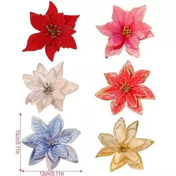 1 шт., блестящие искусственные рождественские цветы, украшения для рождественской елки, искусственные цветы, рождественские украшения, новогодний декор, новогодние подарки