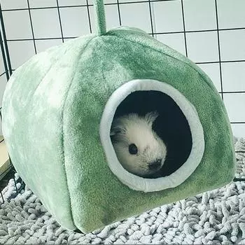 1 шт. теплое гнездо для хомяка, хлопковая кровать для мелких домашних животных, мягкий полузакрытый ветрозащитный домик для домашних животных с ковриком для морских свинок, ежей, крыс
