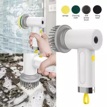 1pcs Handheld 4 in 1 Electric Cleaning Brush Kitchen Cleaning Brush USB Rechargeable Electric Rotary Scrubber Household Cleaning Tool