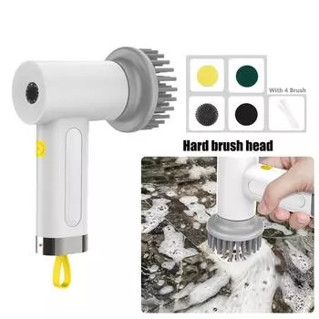 1pcs Handheld 4 in 1 Electric Cleaning Brush Kitchen Cleaning Brush USB Rechargeable Electric Rotary Scrubber Household Cleaning Tool