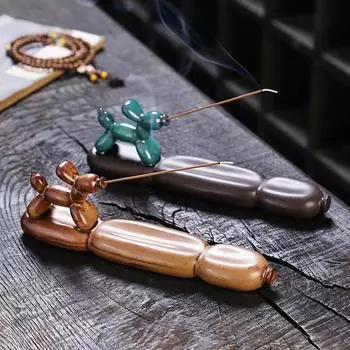 1Pcs Handmade Cute Dog Ceramic Handicraft Home Ornaments Incense Stick Holder Incense Burner (Without Incense)