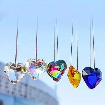 1pcs Heart Shaped Suncatcher For Window, Crystal Rainbow Maker, Chandelier Pendant For Home Decor, Car Decor, Gift For Girl, Wed красный