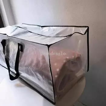 1pcs Heavy Duty Moving Bags with Reinforced Handles - Stronger Handles for Easy Carrying and Storage of Clothes - Clear Storage прозрачный