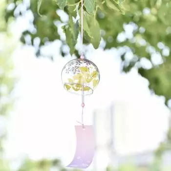 1PCS Japanese Glass Wind Chimes Hanging Craft Furin Cherry Blossom Pendant Home Office Decors Birthday Gift Christmas Gift