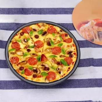 1pcs Kitchen Pizza Mould Pans Carbon Steel Ware Baking Pan Non-stick Mold Tools Household Kitchen Supplies Kitchenware Bakeware