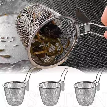 1Pcs Kitchen Tableware Mesh Strainer Spoon Cooking Utensils Korean Noodles Scoop Hot Pot Strainer Stainless Steel Long Handle