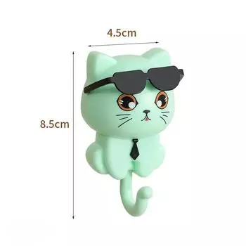 1pcs Kitten Hooks Cartoon Cats Gravities Induction Decorative Hooks Storage Racks for Keys Umbrellas Towels Adhesive Hooks AVE 1PCS зелёный