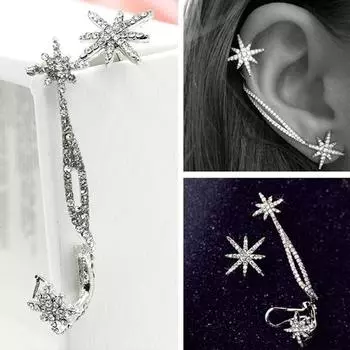 1Pcs Korean fashion jewelry asymmetry snow clip earphone personality exaggerated ear jewelry wholesa