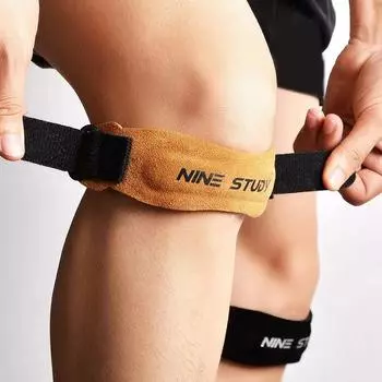 1 шт. Кожаный регулируемый ремешок для надколенника и коленного сухожилия, наколенник, профессиональная защита, накладка, поясной спортивный коленный бандаж из коровьей кожи