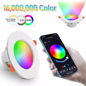 1PCS LED Downlight WiFi TUYA 110/220V Dimmable Spot Light RGB Recessed Round Light Spot Bluetooth Lamp For Alexa Google Home