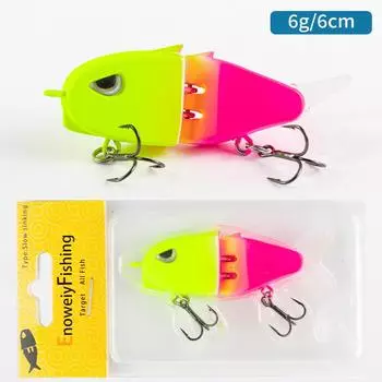 1PCS MM60 Fishing Lure Slow Sinking Swimbait Realistic Jointed Bait 3D Eyes PVC Material for Bass & Predator Fishing Gear 1PC