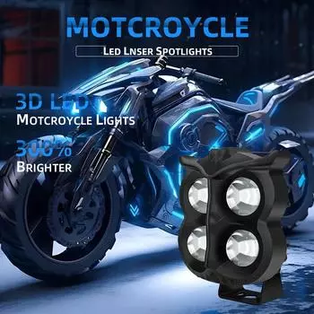 1pcs Motorcycle LED Spot Light Motorbike Running Lamp Owl Shape 4 Light Modes Dual Color White Yellow Strobe Fog Light 12V-80V чёрный