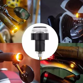 1Pcs Motorcycle Turn Signal LED Light Indicator Blinker Handle Bar End Handlebar White Yellow