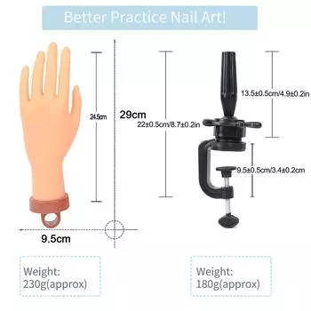 1pcs Nail Art Fake Hand Flexible Soft Adjustable Plastic Finger Practice Prosthetic Model Manicure Training Display Tool шоколадный коричневый