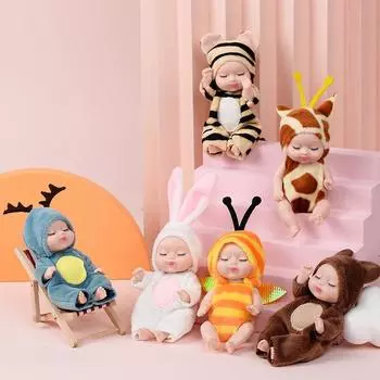 1pcs New Fashion 12cm Simulation Rebirth Dolls Toy Mini Cute Sleeping Baby Series Doll Cartoon Animal Toy for Kids Birthday Gift 11x5cm