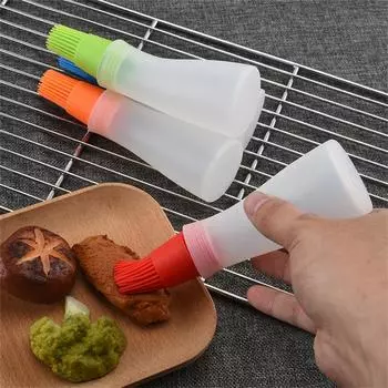 1Pcs Oil Brush Food Grade High Temperature Resistant Silicone Kitchen Baking Sauce Brush BBQ Bottle Oil Brush Portable BBQ Tools зелёный