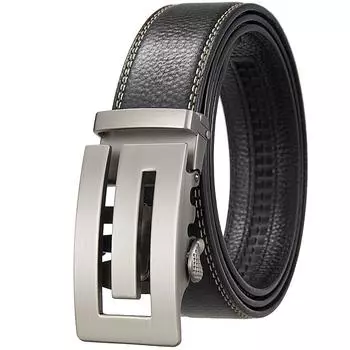 1Pcs Personalized Trendy Belt Men S Belt Automatic Buckle Business Belt Buckle, First Layer Cowhide Belt Ly35-1058-5 110-130CM