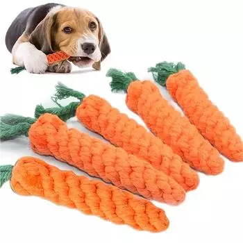 1PCS Pet Teeth Grinding Toy Weaving Carrot Cotton Rope Pet Chew Toy Teeth Cleaning Dog Molar Toy Pet Supplies оранжевый