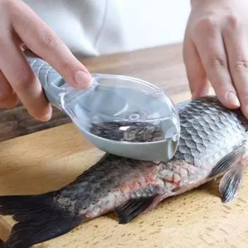 1PCS Plastic Fish Scales Scraper Fish Skin Brush Scraping Fishing Scale Brush Graters Remove Fish Knife Cleaning Peeler Scaler Scraper синий