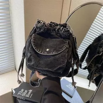 1 шт., однотонная джинсовая сумка большой вместимости, модная сумка-мессенджер с широким плечевым ремнем