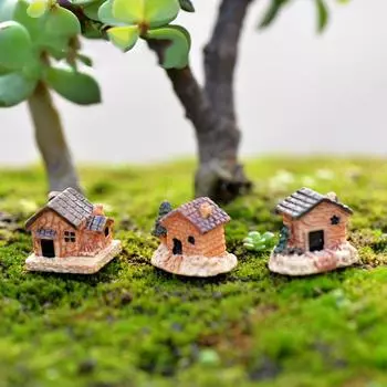 1Pcs Random Resin House Miniature Figurines Garden Decoration Outdoor Accessorie omesize