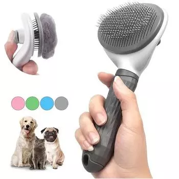 1Pcs Remover Brush Easy to Remove Loose Undercoat For Dogs Cats Grooming Tools Pet Hair Removal Comb Dogs Accessories серый