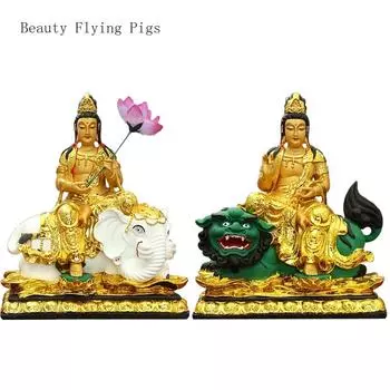 1PCS resin fiberglass 12 inch Bodhisattva Buddha statue household temple feng shui ornaments