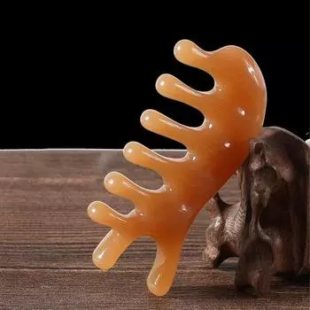 1Pcs Resin Meridian Massage Comb Head Face Neck Acupuncture Therapy Scalp Relaxation Massage Portable Wide-Tooth Massager