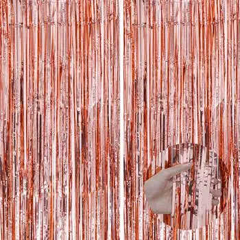 1 шт. Набор 9,8-футовых золотых алюминиевых фольгированных фотофонов для вечеринки по случаю дня рождения, растяжки, украшения, мишура, занавески, фон с бахромой