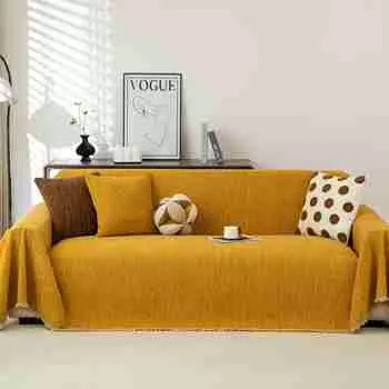 1pcs Shiny Stripe Sofa Towel, Multi-Functional Sofa Cover with Tassel for Home Decor, Fits Arm Sofa, Sofa Bed, Sectional Couch 180x130cm