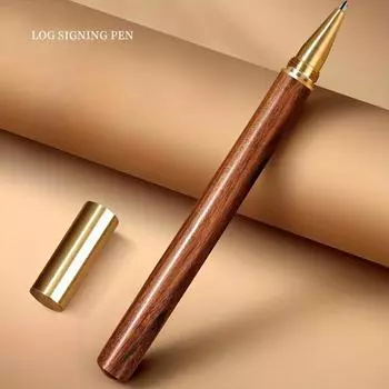 1 шт. Ручка для подписи, ручка из цельного дерева, деловая ручка премиум-класса из дерева, латунный колпачок 0,5 мм, черная ручка с чернилами, офисные школьные принадлежности, деловые подарки Pack of 1