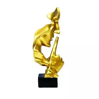 1pcs Silence Is Gold Abstract Figure Resin Ornament Human Face Statue European Home TV Cabinet Porch Decoration Idea 1pcs медный